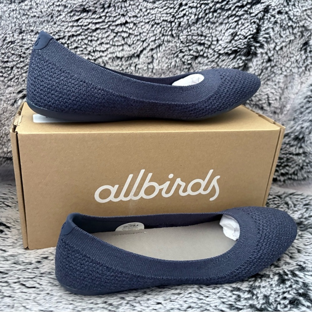 allbirds Ballet Tree Breezer Flat Hazy Indigo Natural Material 9.5 39.5 New NIB